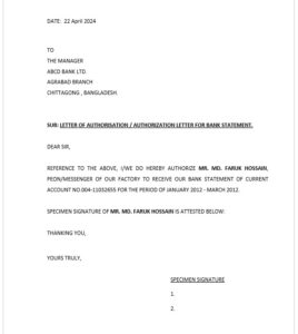 Authorization Letter for Bank Statement